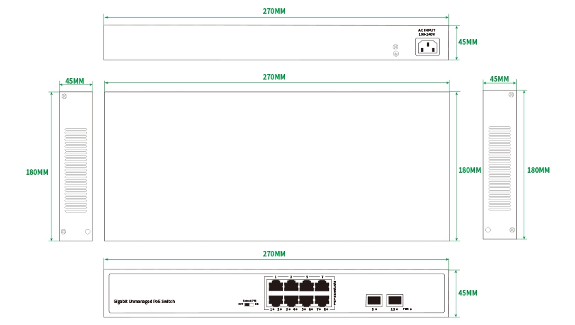 10-Port Gigabit Intelligent PoE Switch—HR901-AFG-82NS