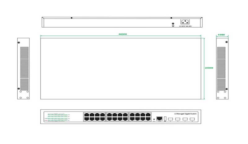 28-Port 10G L3 Managed Intelligent Ethernet Switch—HR-SWTG3424S