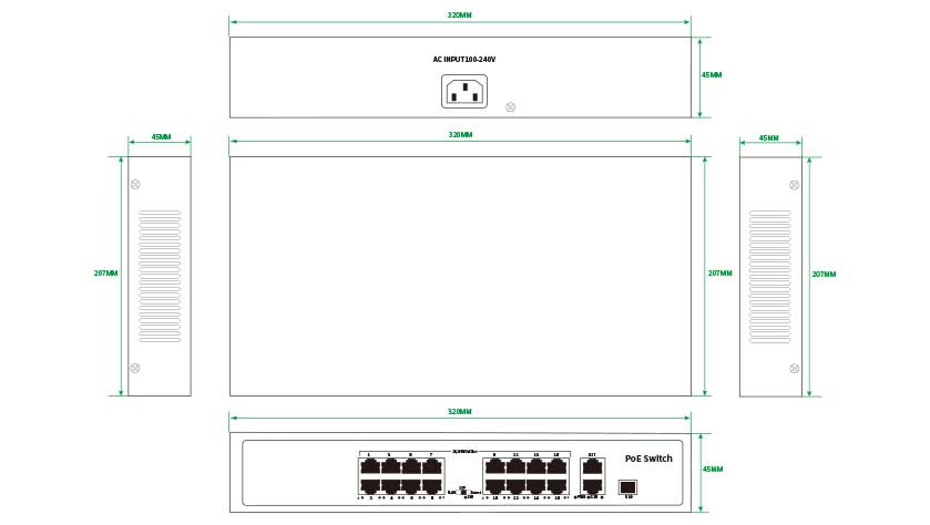19-Port 100/1000M Intelligent PoE Switch—HR901-AF-1621GS-300