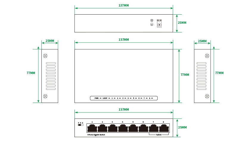 8-Port Full Gigabit Intelligent Ethernet Switch—HR-SWG1080